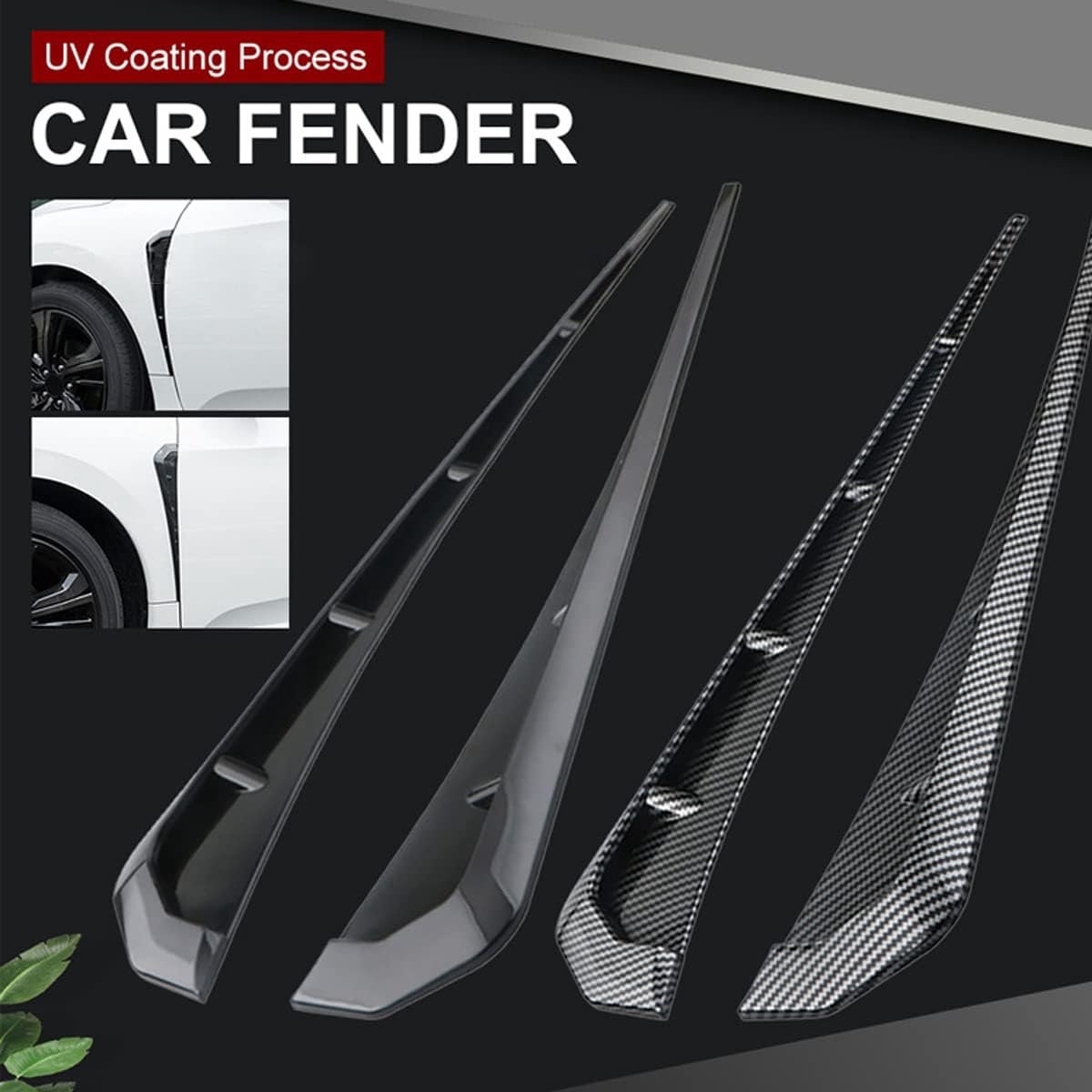 SnelShoppen - 2PCS Auto Mudguard Side Openings, Fender Decoratieve Sticker Trim, Luchtinlaat Gat Radiator Grill, Spoiler Carrosserie Decoratie Cover (
