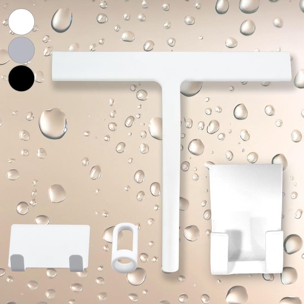 SnelShoppen - Shower Wiper Silicone | Streeploze Badkamer Trekker met Houder | Efficiënte Waterverwijderaar voor Douche en Bad | Wit