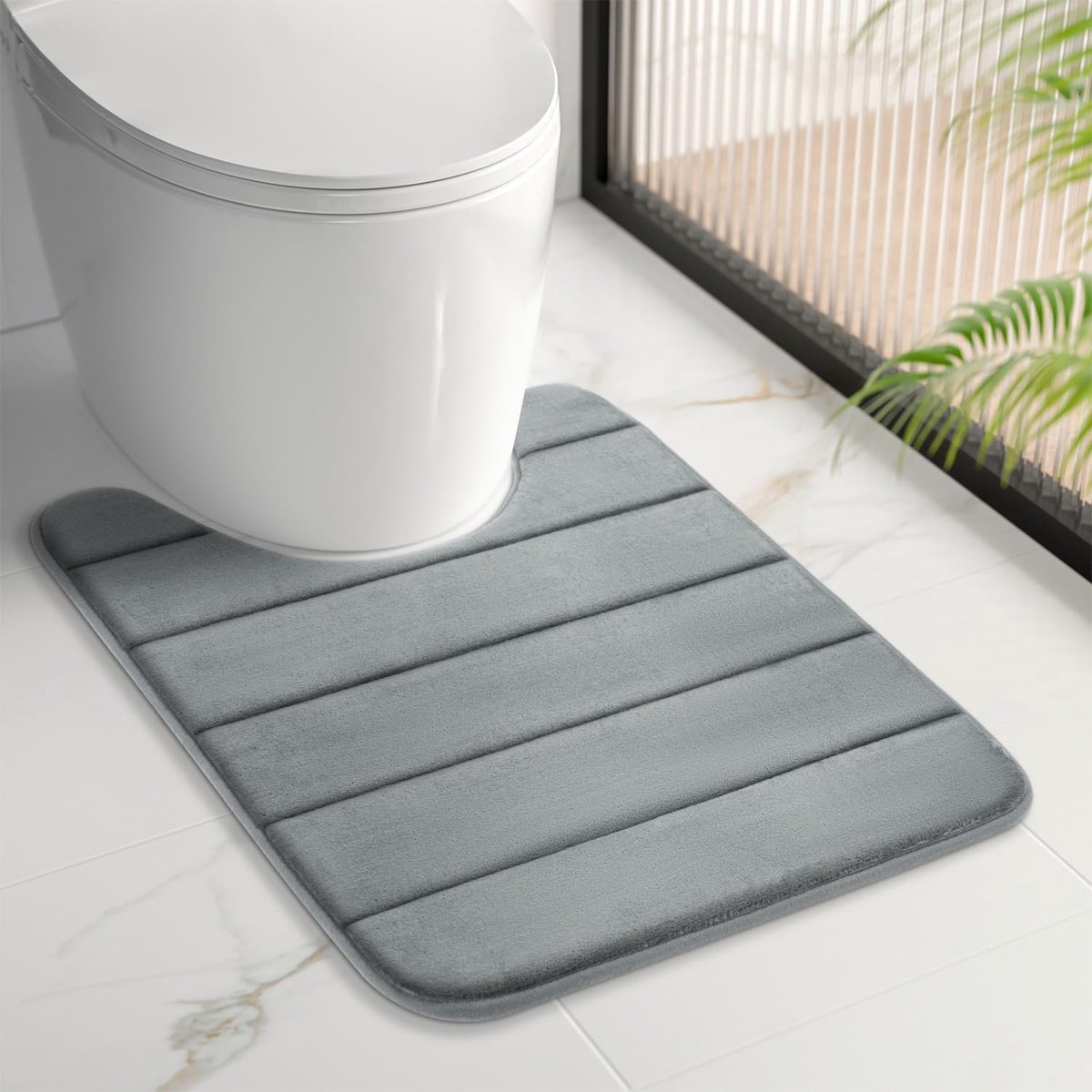 SnelShoppen - Memory Foam Badmat 50x60 cm Donkergrijs - Antislip, Absorberend, Wasbaar, Zacht en Sneldrogend - Perfect voor Badkamer en Douche
