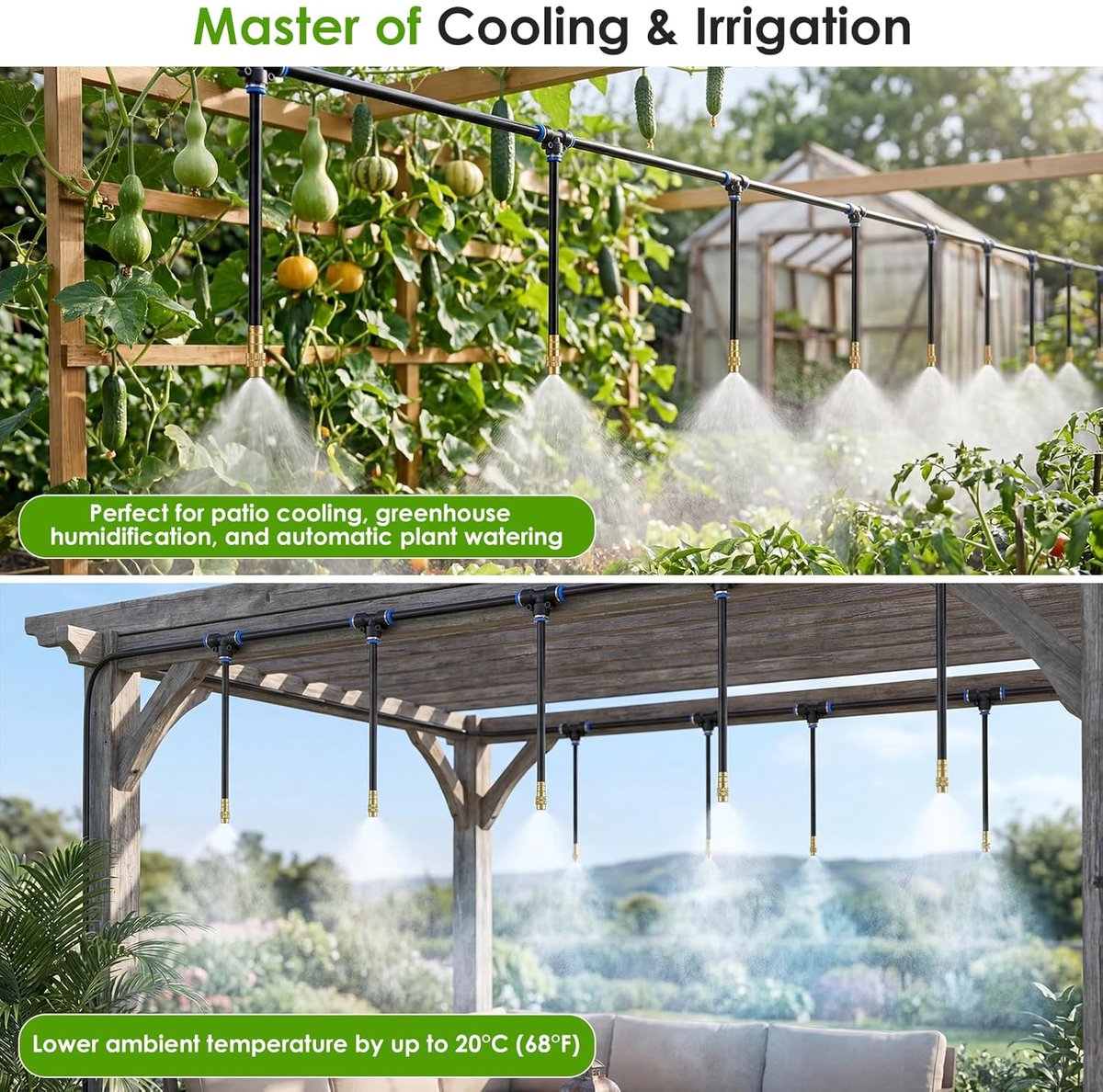 SnelShoppen - Garden Irrigation System 360° Verstelbare Tuinslang met 16 Dampsproeiers voor Balkon en Tuin - Drip Irrigation Systeem voor Planten en L