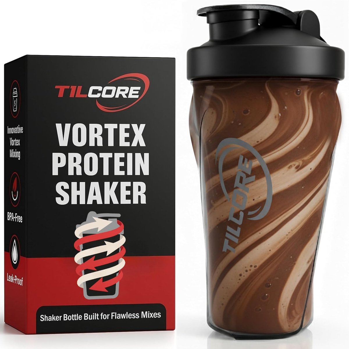 SnelShoppen - Vortex Protein Shaker Bottle 24oz/700ml - BPA Vrij, Lekvrij, Duurzaam, Perfect voor Eiwitshakes en Smoothies - Ideaal voor Actieve Leven