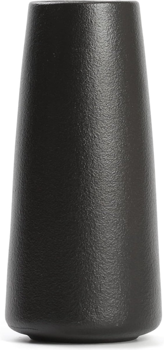 SnelShoppen - Grote Zwarte Keramische Vaasje - Minimalistische Bloemenvaas voor Modern Interieur - Perfect voor Sfeer in Woonkamer, Slaapkamer, Keuken