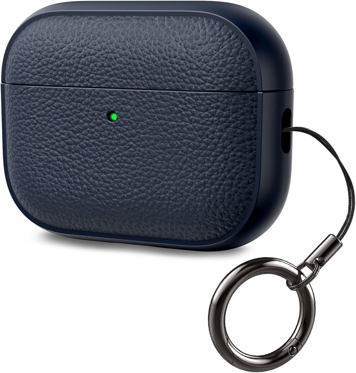 SnelShoppen - AirPods Pro 3 Hoes 2025, Zachte TPU Bescherming met Polsband, Leerachtige Afwerking, Boomstructuur, French Blue