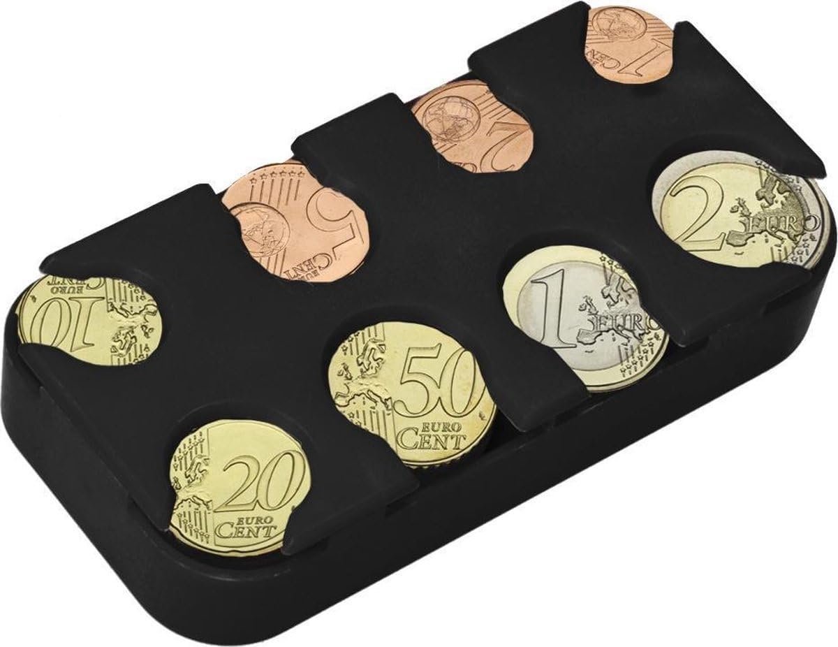 SnelShoppen - Coin holder - Euro muntjeshouder met 8 compartimenten - Ideaal voor 1 cent tot 2 euro - Muntjeshouder voor parkeren en catering - Stevig