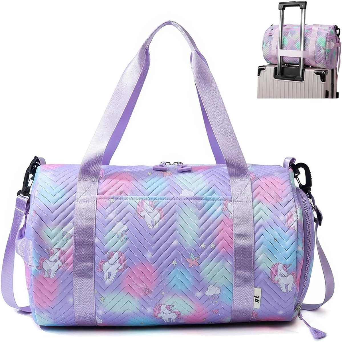 SnelShoppen - Vrouwen Sporttas 45x26x25 cm | Sporttas voor Zwemmen, Weekender Bag, Gym Bag met Compartimenten, Schoenen en Nat Vak, Paars, 25 Liter