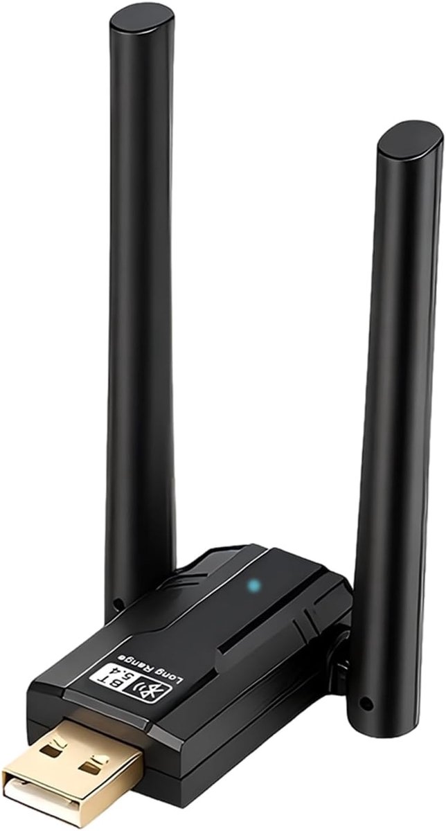 SnelShoppen - Bluetooth Dongle 5.4 Adapter USB, Long Range 150 m, Multi-Directionele Antenna, Low Latency voor PC, Laptop, Hoofdtelefoon, Muis, Contro