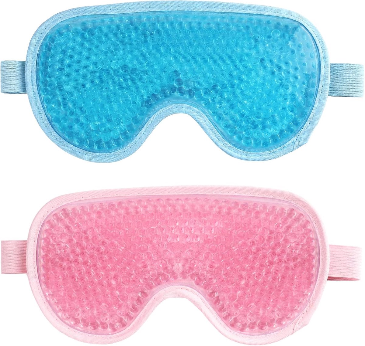 SnelShoppen - Gel Eye Mask 2 Stuks - Koelend Oogmasker Verstelbaar, Gel Kralen voor Vermoeide Ogen - Herbruikbaar Slaapmasker voor Warm en Koud Kompre