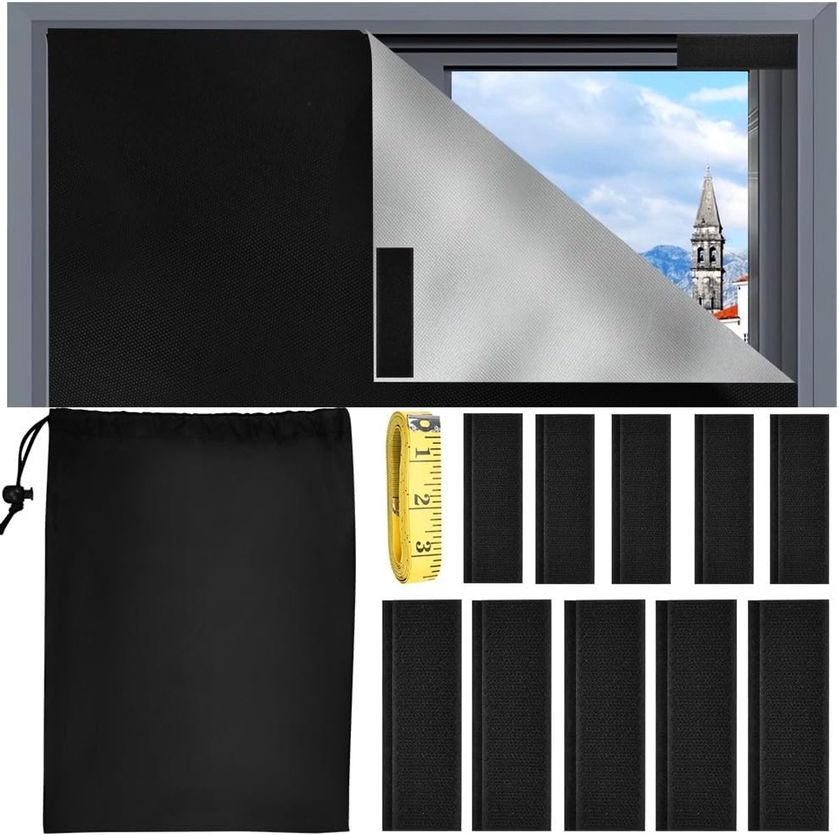 SnelShoppen - NAROSEBE Zonwering Velux Rolgordijn 145x100 cm - Warmtebescherming - Makkelijk te Snijden - Zelfklevend - Binnen/Buiten - Zonwering & ve