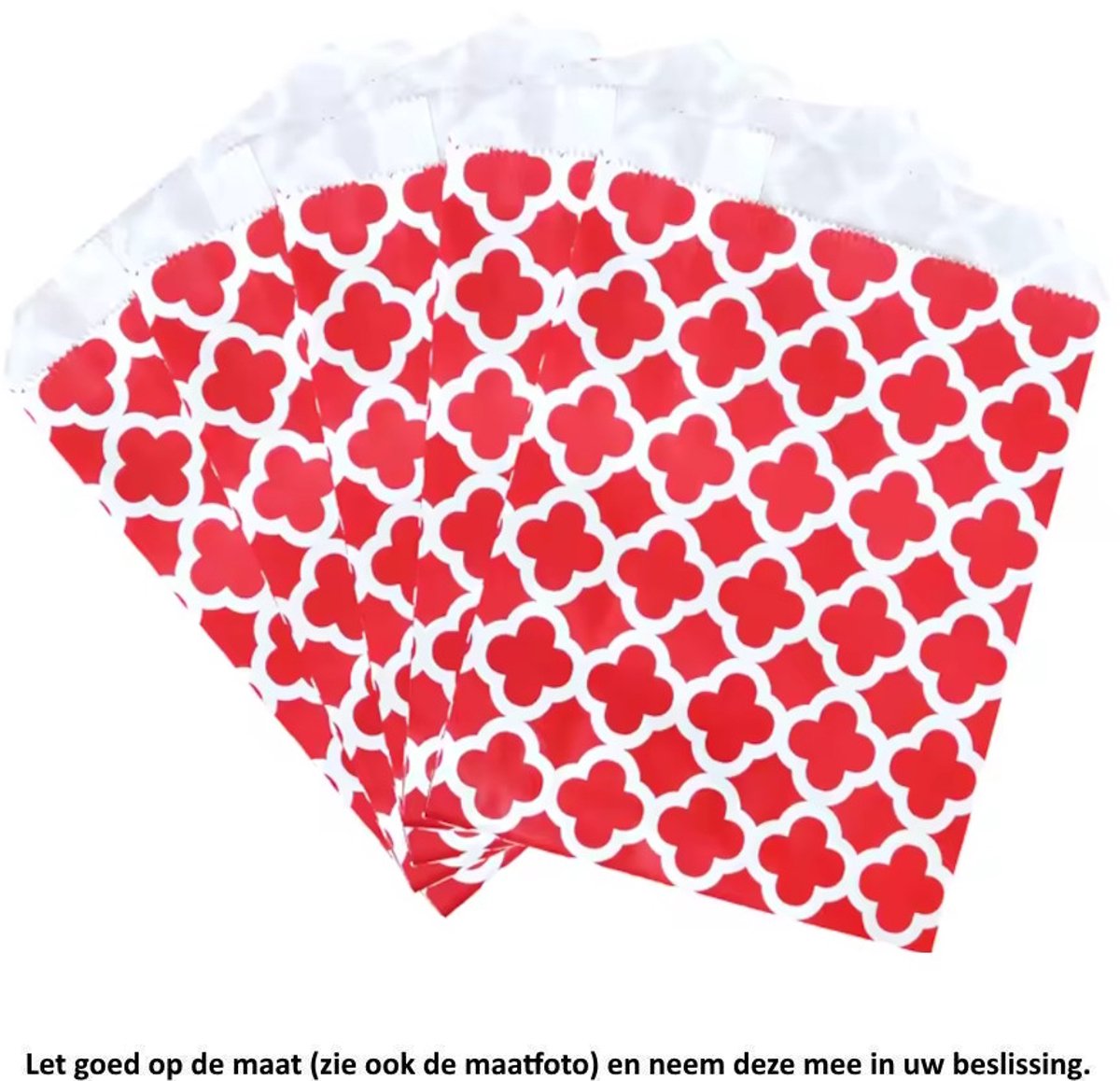 Papieren Zakjes Rood Wit Patroon - Rood Witte Patronen – 25 Stuks – 13 x 18 cm – Gift Bag – Geschenkzakjes – Cadeau – Cadeauzakjes - Fournituren - Traktatie - Snoep - Koek