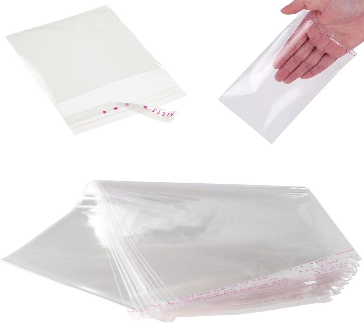 SnelShoppen - 100 Stuks OPP Flat Pouches Transparante Zelfklevende Tassen 13 x 19 cm | Herbruikbare Cellofaan Tassen voor Feest, Keuken en Organisatie
