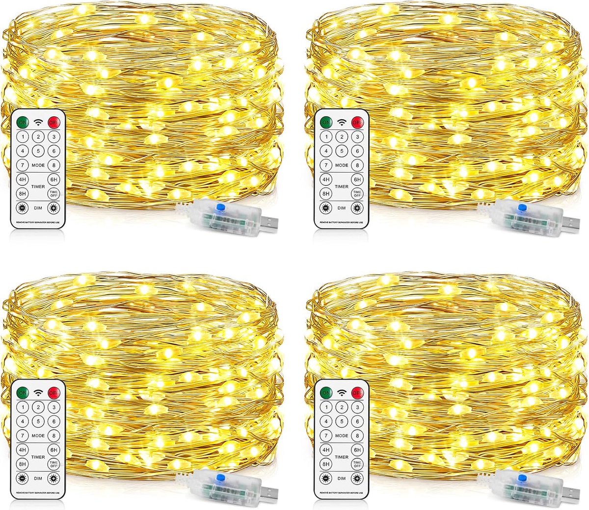 SnelShoppen - LED Fairy Lights, 100 LEDs, 10 m, USB Aansluiting, 8 Verlichtingsmodi, Waterdicht, Decoratieve LED Lichten voor Buiten, Binnen, Tuin, Br