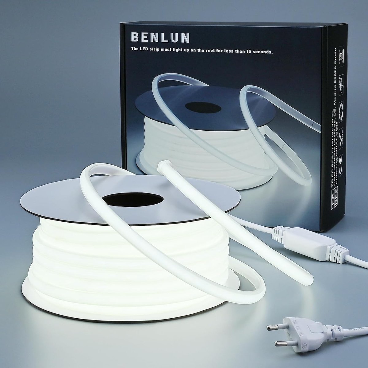 SnelShoppen - LED Strip Licht Buiten Waterproof 20M 6000K Koel Wit 200W CRI 90+ Flexibel IP65 Voor Tuin, Slaapkamer, Commercieel Gebruik