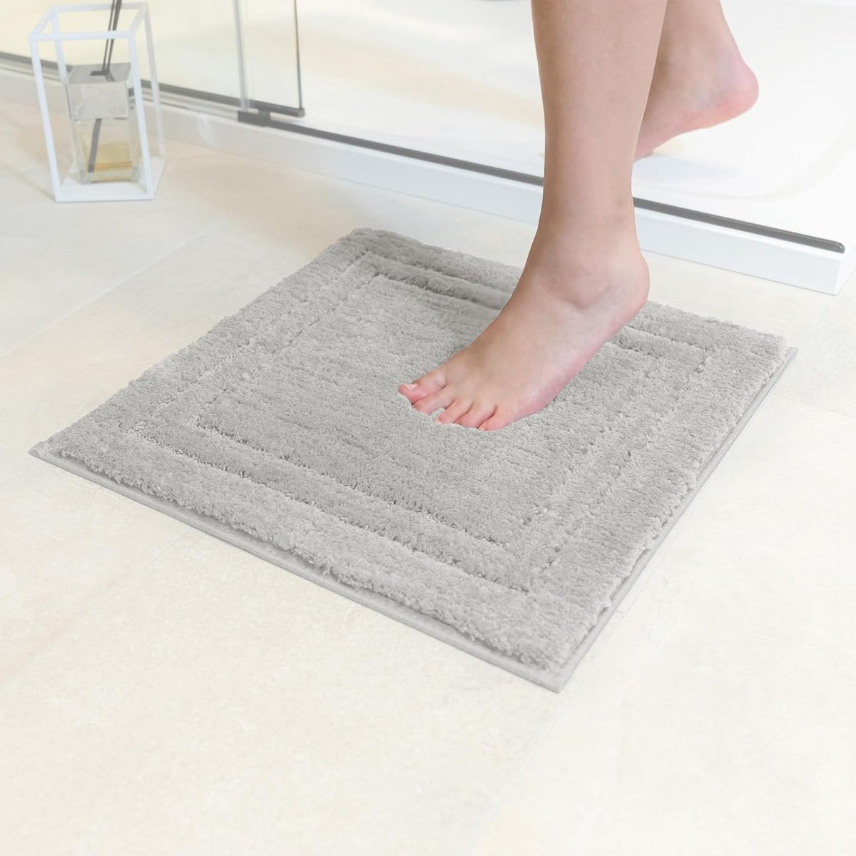 SnelShoppen - Decomira Badmat Anti-Slip - Super Absorberend, Machinewasbaar, Hygienisch - 45x45cm Grijs voor Badkamer, Douche, WC