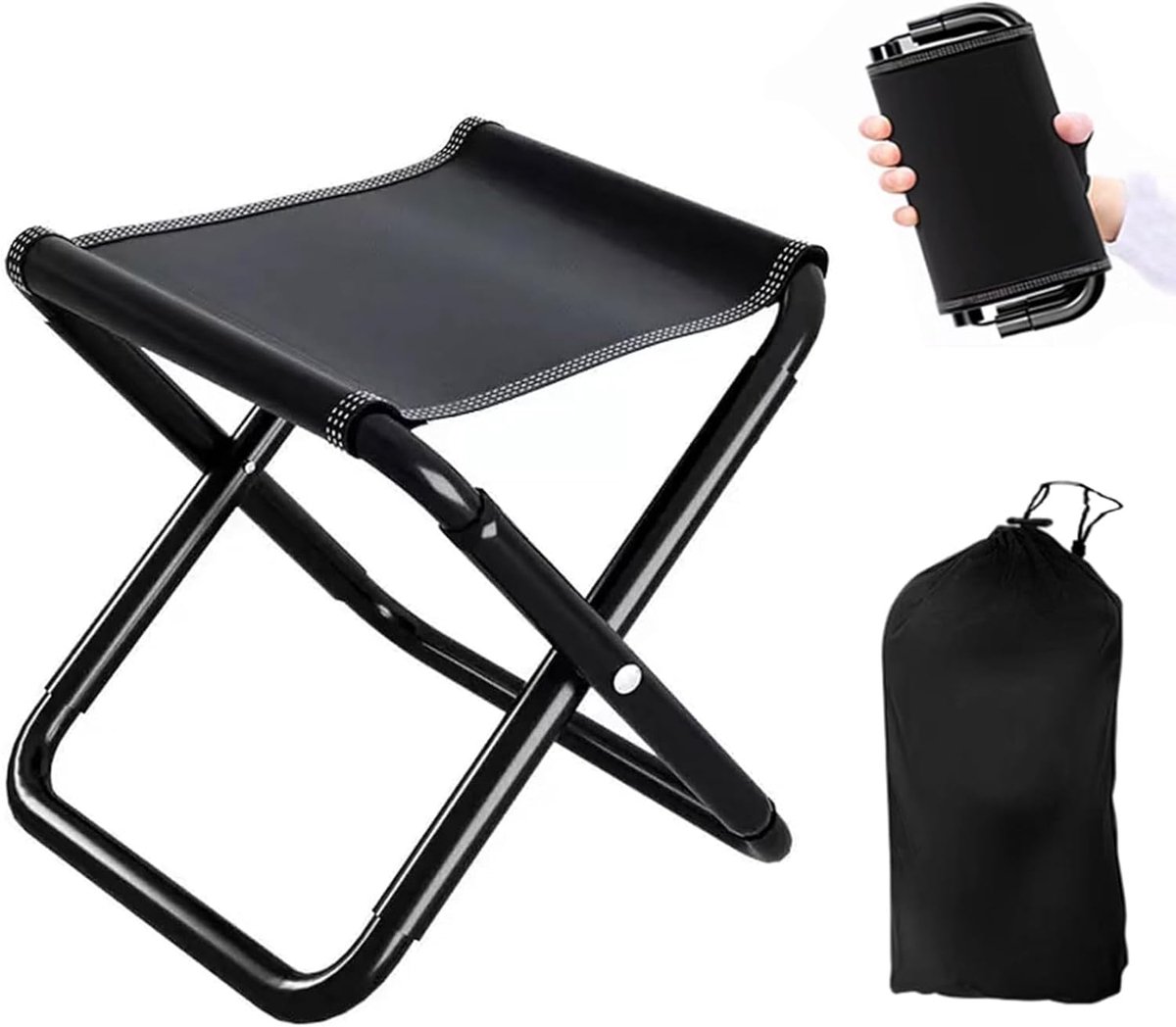 SnelShoppen - Opvouwbare Kruk 200 kg - Campingkruk, Visstoelen, Reiskruk, Wandelen, Grillen, Tuin, Strand - Versterkt Koolstofstaal, Lichtgewicht, Duu