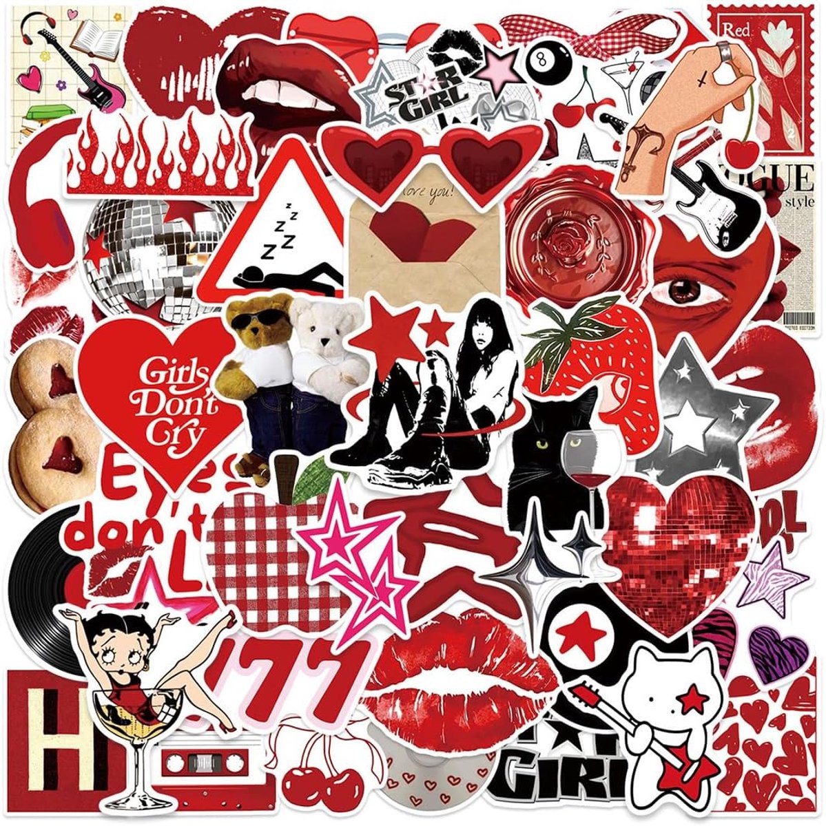 SnelShoppen - Downtown Stickers Y2K Waterproof Vinyl Stickers voor Laptop, Guitar, Skateboard, Thermos Flask en Dagboek - 50 Stuks Retro en Trendy Des
