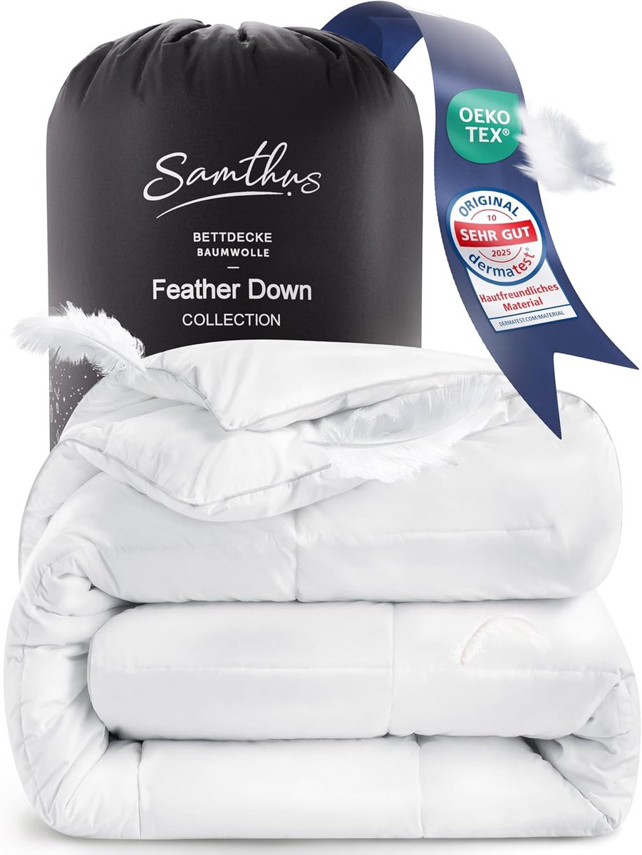 SnelShoppen - Duvet 200 x 200 cm - Oeko-Tex Gecertificeerd - Zachte Dons en Veren - RDS Gecertificeerd - Geschikt voor Zomer en Winter - Het Hele Jaar