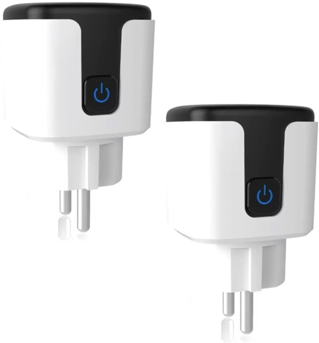 SnelShoppen - 16 A 3500 W WiFi Stopcontact met Huidige Meting, Stembediening via Google Home en Alexa, Afstandsbediening en Timerfunctie (2-Pack, Wit/