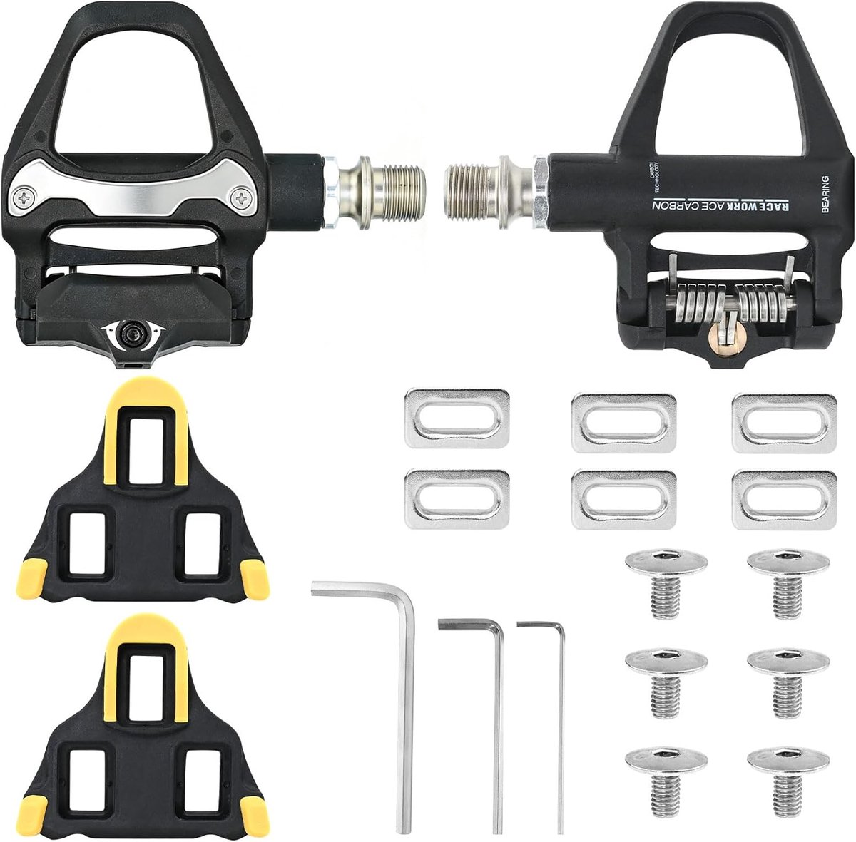 SnelShoppen - Fietspedalen Set, SPD-SL Clipless Pedalen & 2 Schoenen Geschikt voor Shimano SDP Pedalen 9/16" met Kogellagers, Aluminium Clipless Pedal