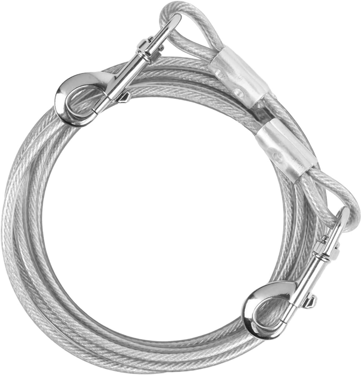 SnelShoppen - 10 m Hondenlijn Staal Draad Voor Kleine, Middelgrote en Grote Honden - 6mm Tie-Out Kabel met Swivel Haak - Zware Duurzame Tuin Hondenrie