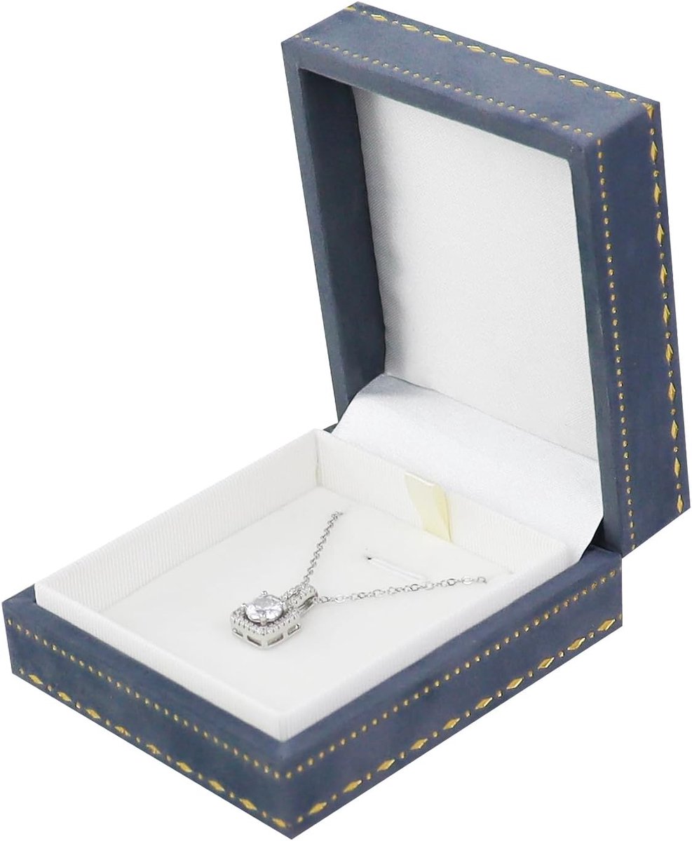 SnelShoppen - Fluwelen Sieradendoosje Zeeblauw - Vintage Sieraden Kistje voor Dames - Klein Geschenkdoosje voor Halsketting - Bruiloft, Verloving, Ver