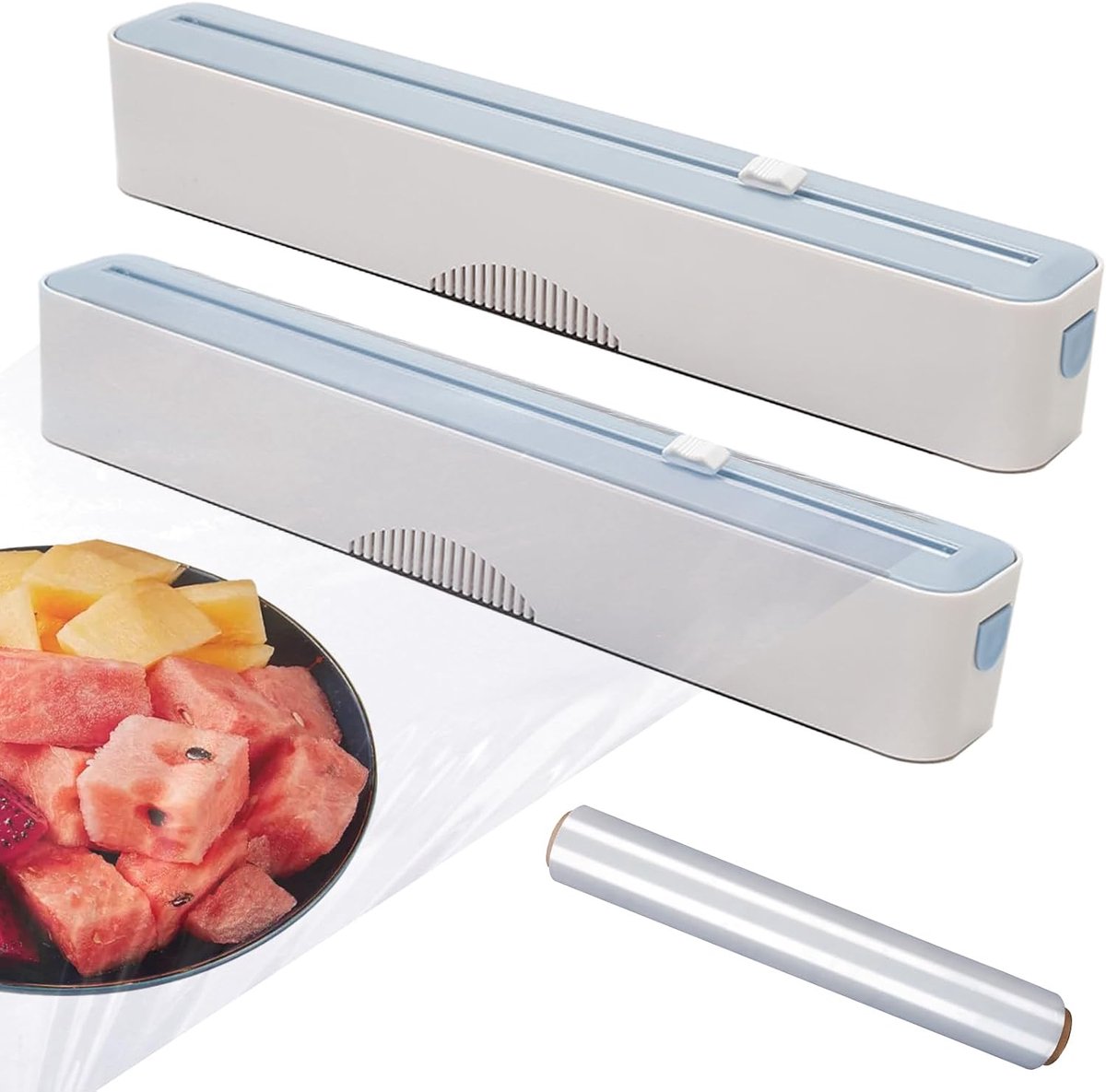 SnelShoppen - Set van 2 Vershoudfoliedispensers - Foliedispenser Aluminiumfolie en Bakpapier met Gratis Rol Vershoudfolie - Keukenaccessoire voor Nett