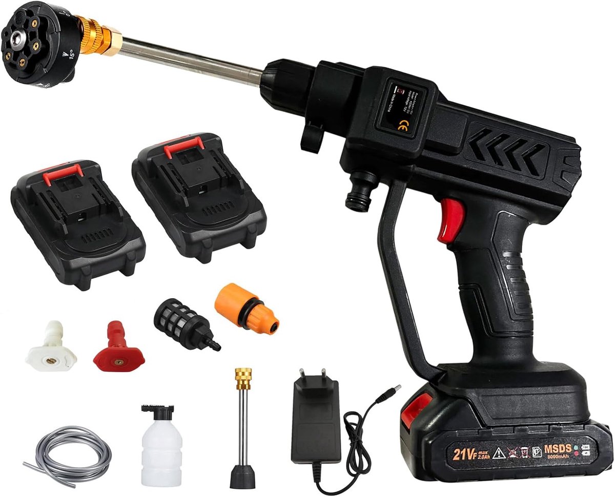 SnelShoppen - Draagbare Draadloze Hogedrukreiniger 300W - Elektrische Wasmachine voor Auto, Huis, Tuin - Waterdicht, Zelfaanzuigen, Eenvoudige Install