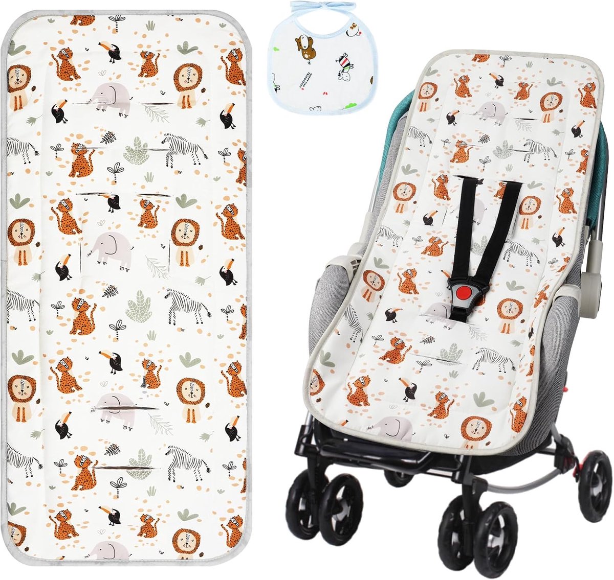 SnelShoppen - Universele Kinderwagen Mat - Omkeerbaar Kussen voor Kinderwagen - Zacht en Ademend Katoen - Geschikt voor Jongens en Meisjes - Perfect v