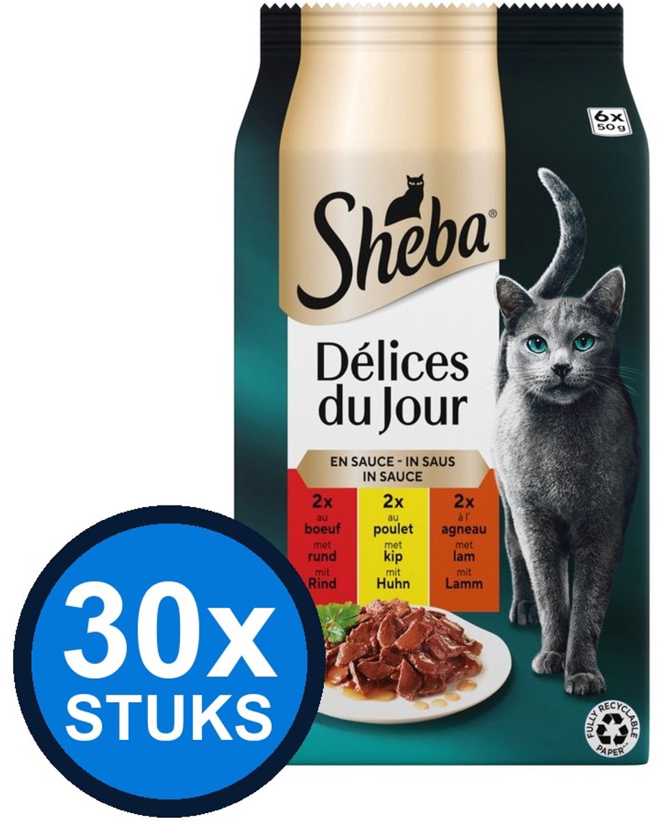 Sheba Sheba - Délices du Jour pouch saus traiteur sel mp 6x50gr - Kattenvoer Natvoer - 300 g