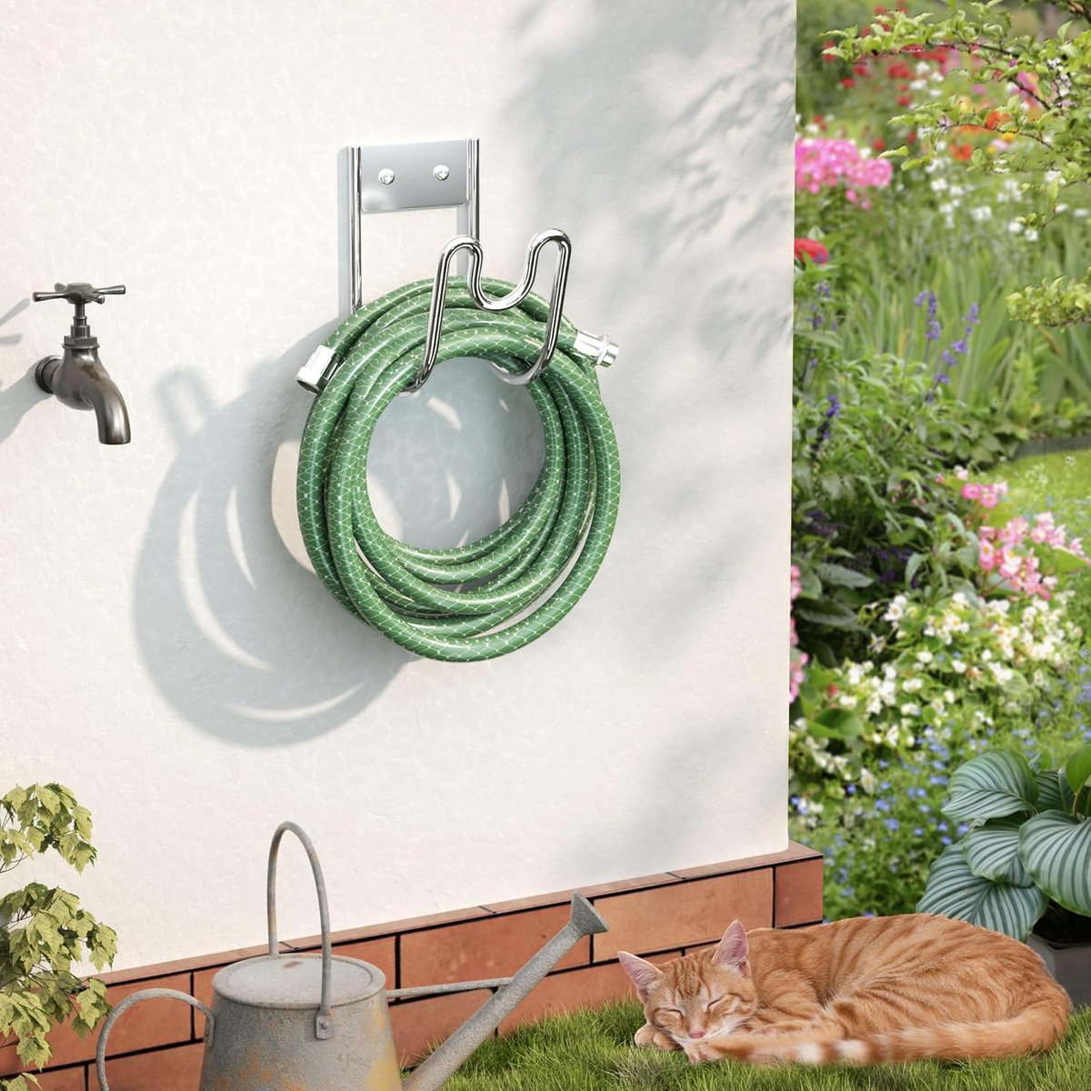 SnelShoppen - Roestvrijstalen Tuinslanghouder SS304 - Stevige Slanghouder voor Buiten - Ruimtebesparend Ontwerp - Draagvermogen 10 kg - Ideaal voor Tu
