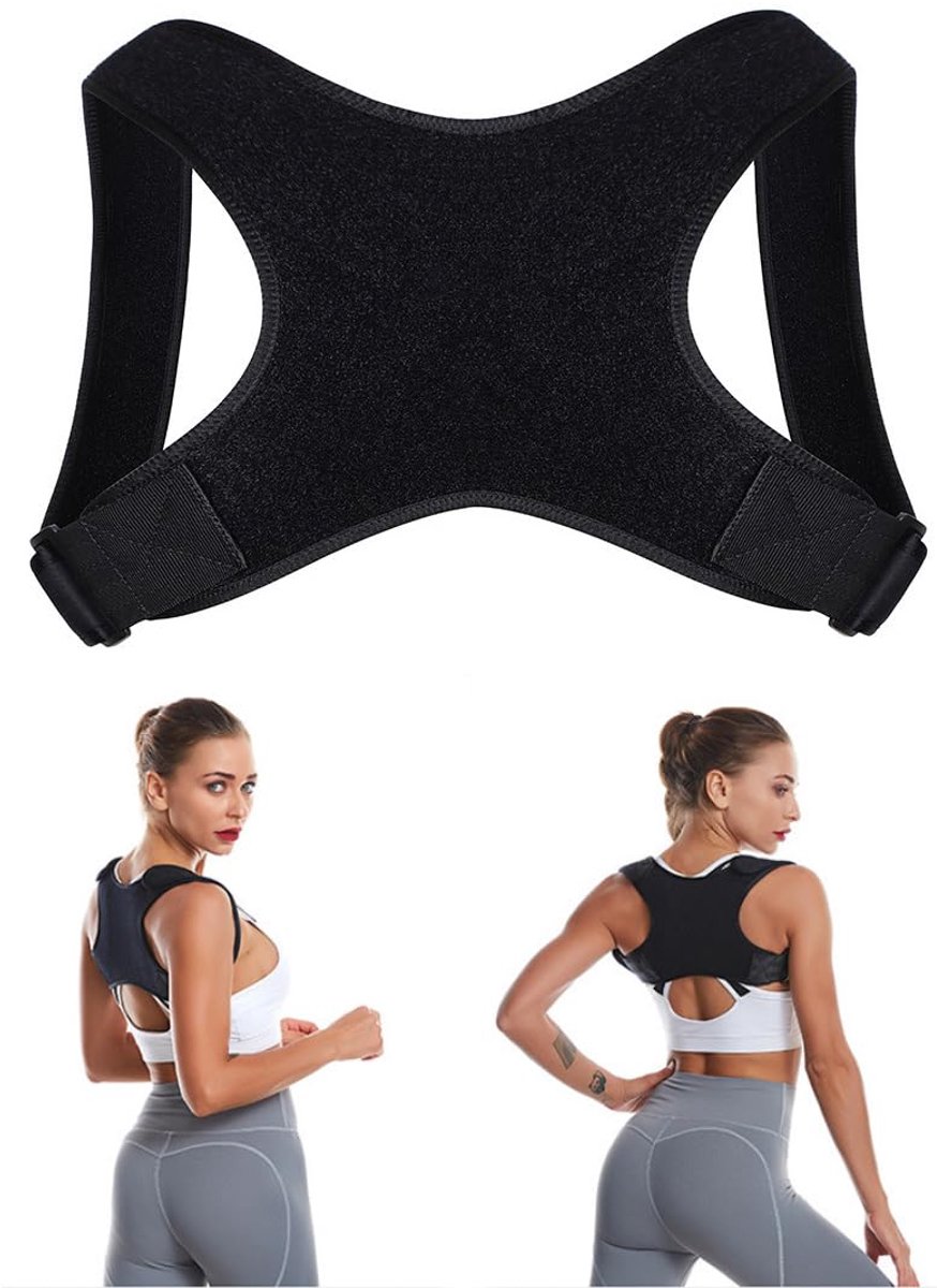 SnelShoppen - Ergonomische Houdingscorrector voor Heren en Dames - Rechte Rug en Schouders - Pijnverlichting - Zwart - Eenheidsmaat