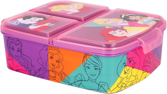 Thijox - Disney Prinsessen Broodtrommel voor Kinderen - BPA-vrije Lunchbox met 3 Vakken - Ideaal voor School, Picknick en Dagelijkse Lunch