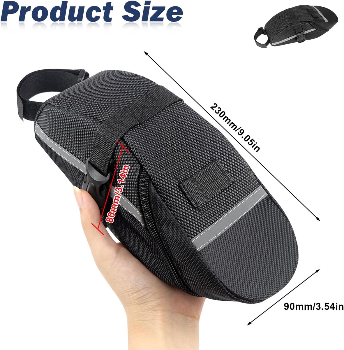SnelShoppen - Zadeltas voor Fiets, Fietszadeltas met Klittenbandbevestiging, Scheurvast 600D Nylon, Lichtgewicht en Compact voor MTB, Racefiets, Vouwf