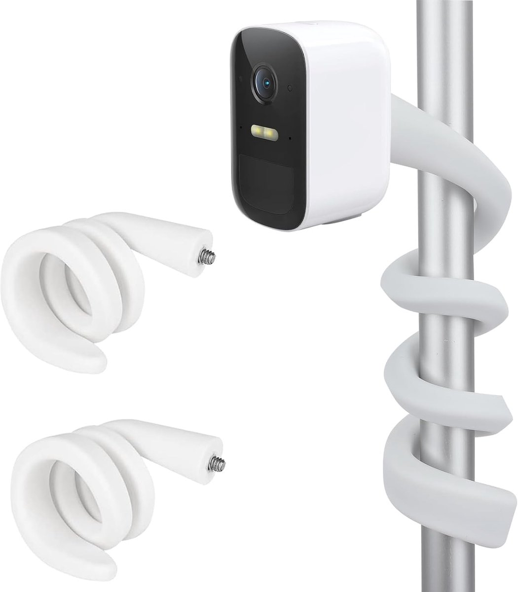 SnelShoppen - 2 x Flexibele Twist Camerahouder voor Bewakingscamera's - Roestvrij Staal & Siliconen - Compatibel met Eufycam, Arlo Pro, Blink Mini - Z