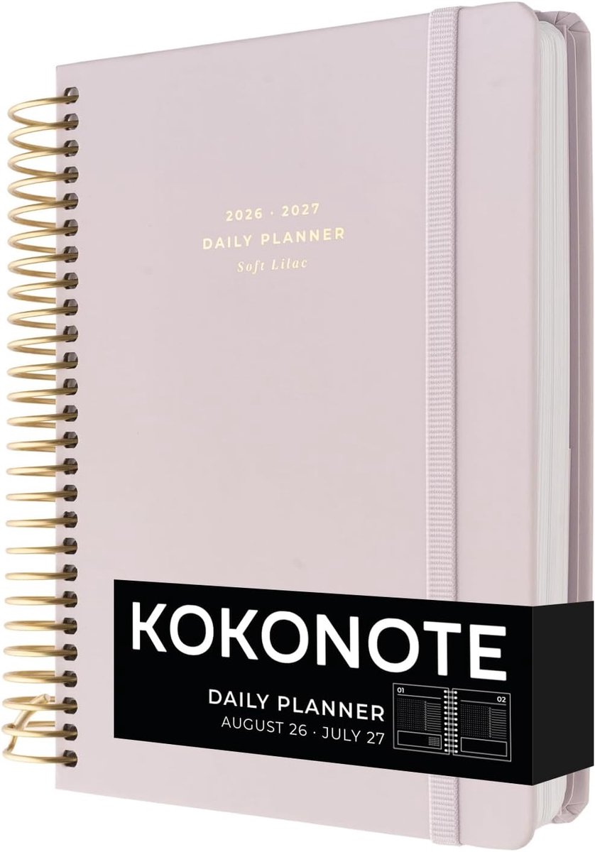 SnelShoppen - A5 Academische Agenda 2026-2027 Dag per Pagina Soft Lilac | Back to School Planner | Mid Year Planner | Aesthetic Stationery Cadeau