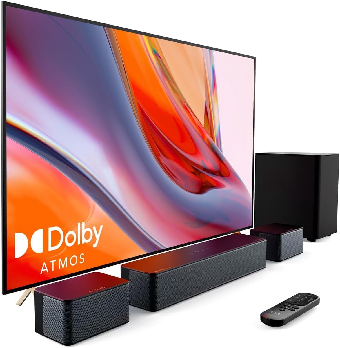 SnelShoppen - 5.1 Soundbar met Subwoofer en Dolby Atmos, Thuisbioscoop Systeem met 2 Achterluidsprekers, HDMI, Bluetooth, Instelbare Bas voor TV en Fi