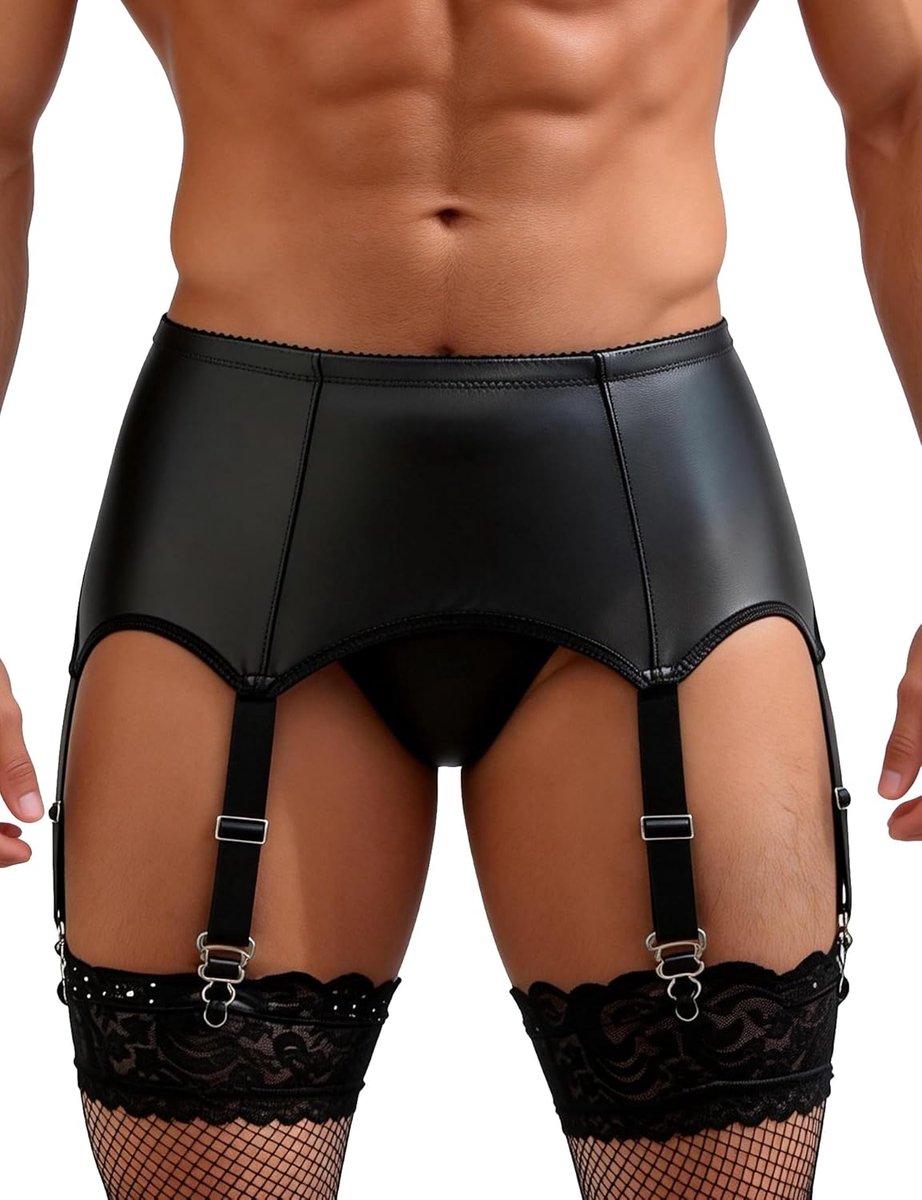 SnelShoppen - Lingerie mannen ondergoed heren met 6 clips Zwart - S-XL - Comfortabel en stijlvol herenondergoed voor elke gelegenheid