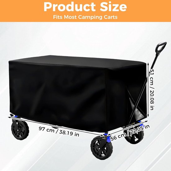 SnelShoppen - Waterdichte Afdekking voor Bolderwagen en Tuinwagen - Opvouwbare Bescherming tegen Stof, Zonlicht, Sneeuw en Water - Zwarte Oxford-stof, — afbeelding 4