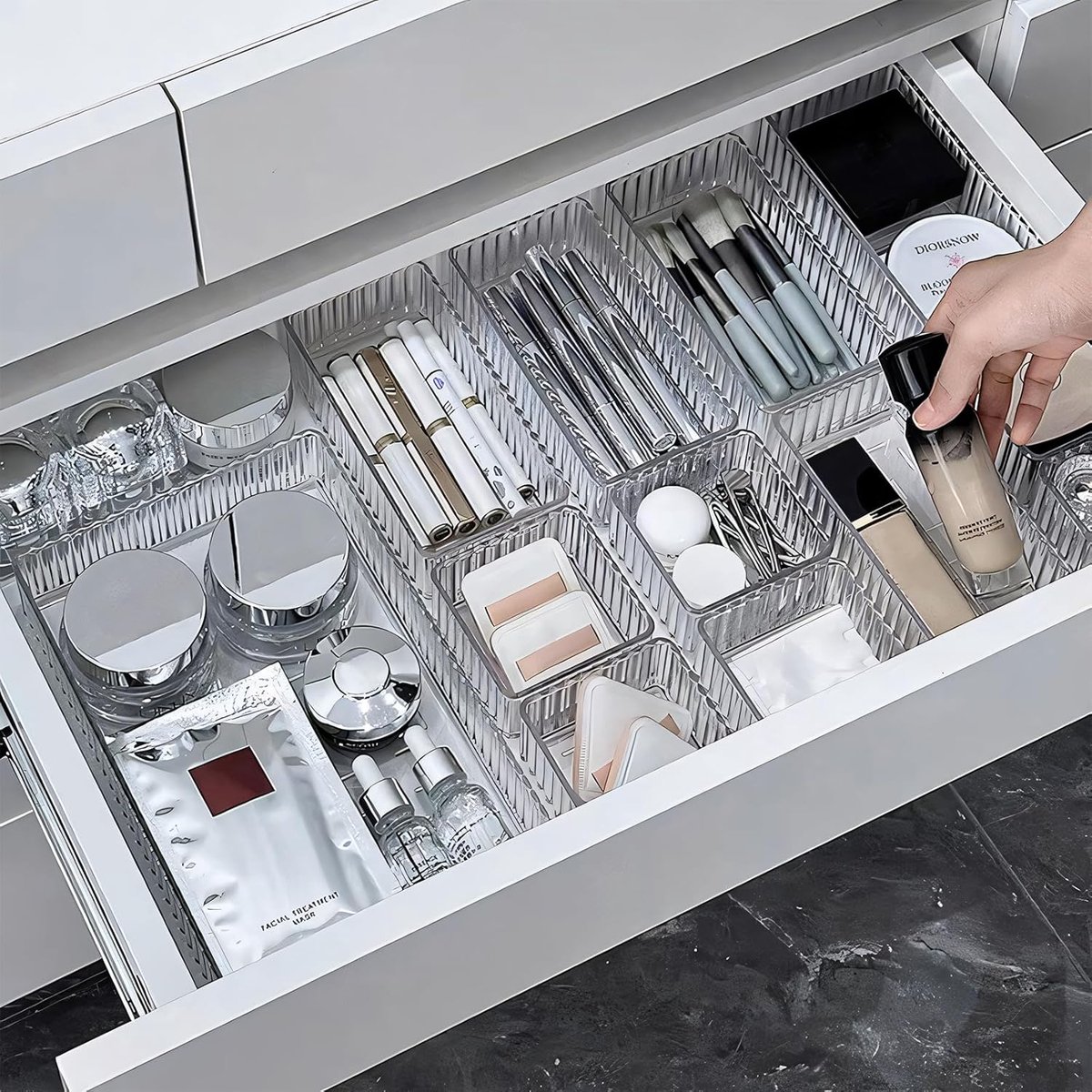SnelShoppen - Lade-organizer set van 6 stuks voor make-up, keuken, kantoor en badkamer, 5 maten, veelzijdig en praktisch, ideaal voor een opgeruimde r