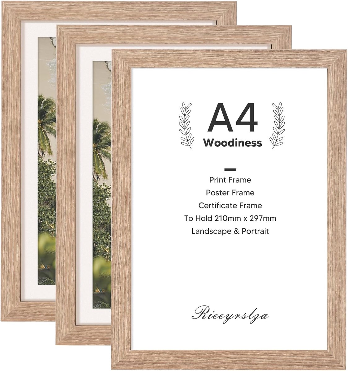 SnelShoppen - Set van 3 A4 Fotolijsten MDF - Portretlijsten met Acryl Plastic - Eikenhout - Ideaal voor Slaapkamer, Huiskamer en Kantoor