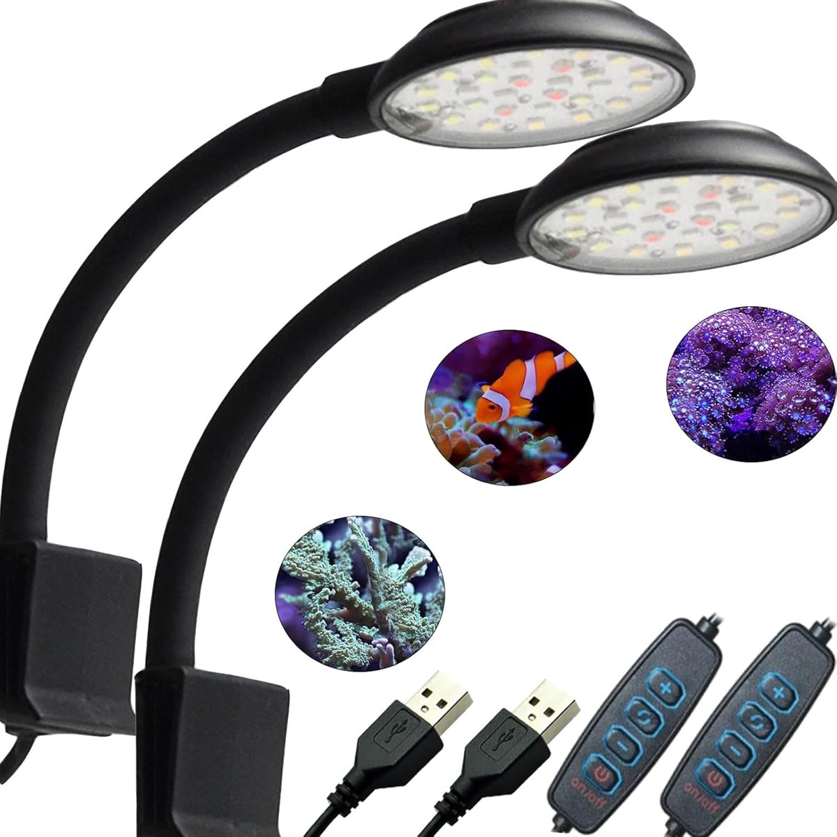 SnelShoppen - Aquariumlamp 7W met Wit en Blauw Licht - Clip-On Verlichting voor 20-40 cm Aquaria - Ideaal voor Waterplanten en Zoetwateraquaria - 2 St