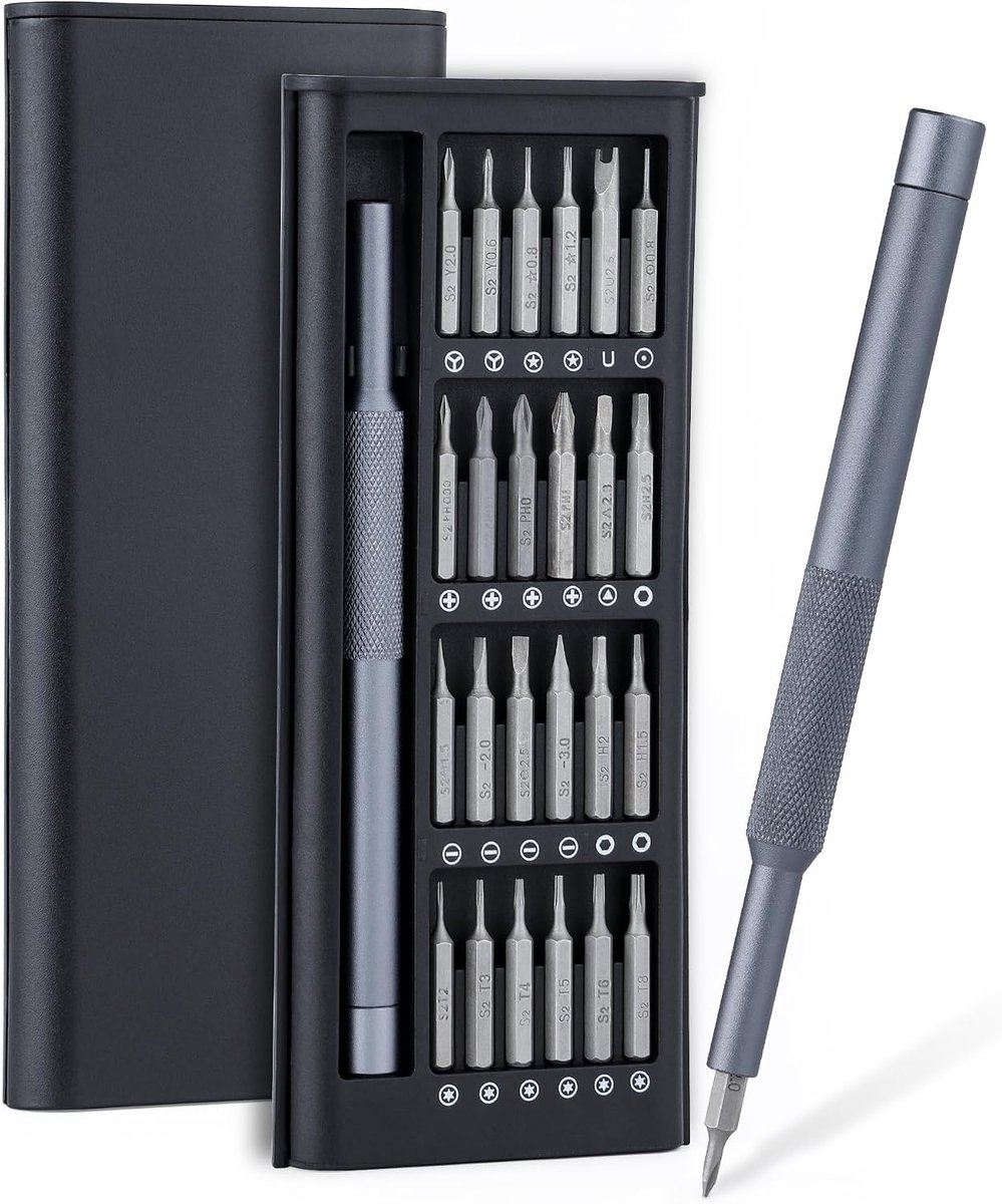SnelShoppen - 24-In-1 Precisie Schroevendraaier Set Magnetisch - Torx, Phillips, Hex - Ergonomisch Aluminium Handvat - Ideaal voor Elektronica Reparat