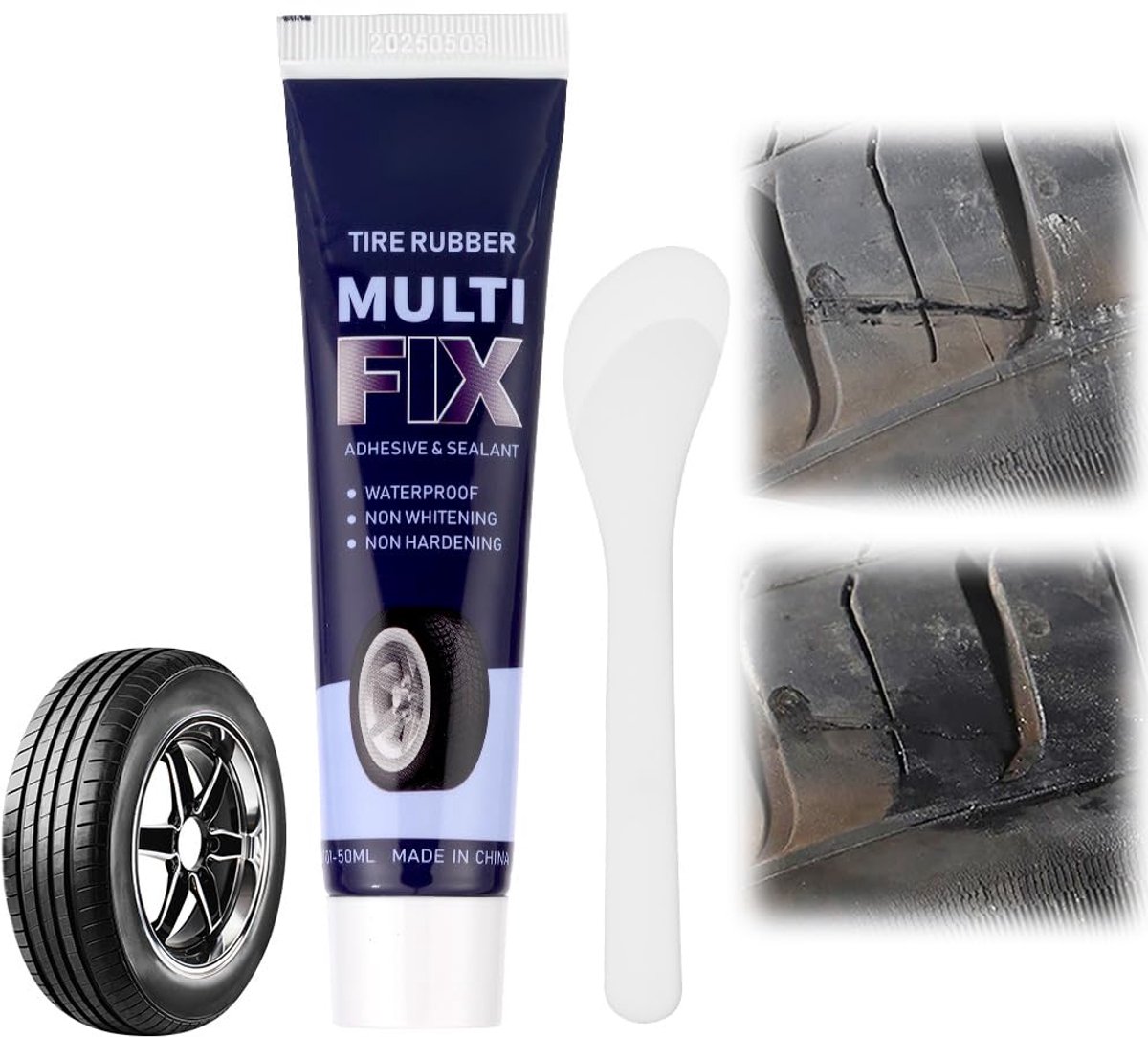 SnelShoppen - 50 ml Autobanden Reparatie Lijm - Vulkaniserende Rubberband voor Snelle Reparatie van Scheuren en Gaten - Geschikt voor Diverse Rubberso