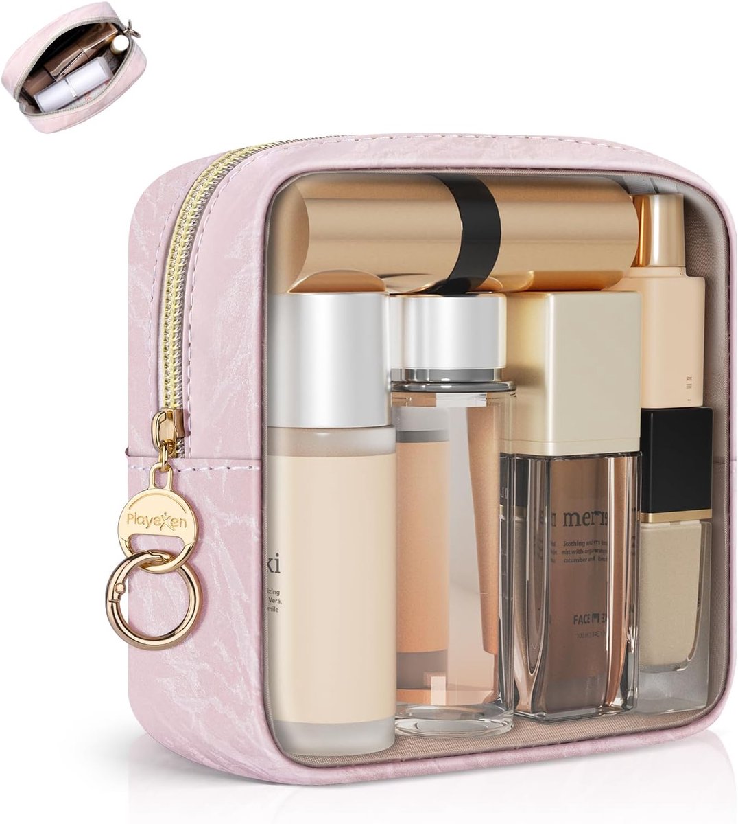 Cosmetische tas kleine make-uptas voor dames handtas mini cosmeticatas PU lederen marmering draagbare reizen - ShopVlot