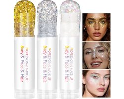 Body glitter 3 kleuren - zeemeermin pailletten - make-up glitterstick - creëer een sprankelende look - ShopVlot