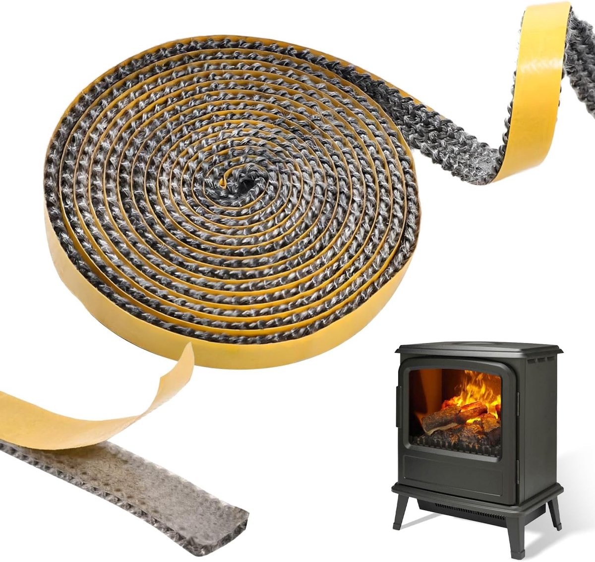 SnelShoppen - Sealing Tape 10 mm x 3 mm x 2 m Zelfklevend voor Schouwen, Fornuizen, Ketels, Industriedrogers en Houtovens