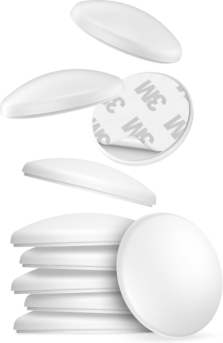 SnelShoppen - Door Stoppers 40 x 8 mm Wit Zelfklevende Deurstoppers Elastische Wandbeschermers voor Muren en Meubels, Rubber, Discreet Ontwerp