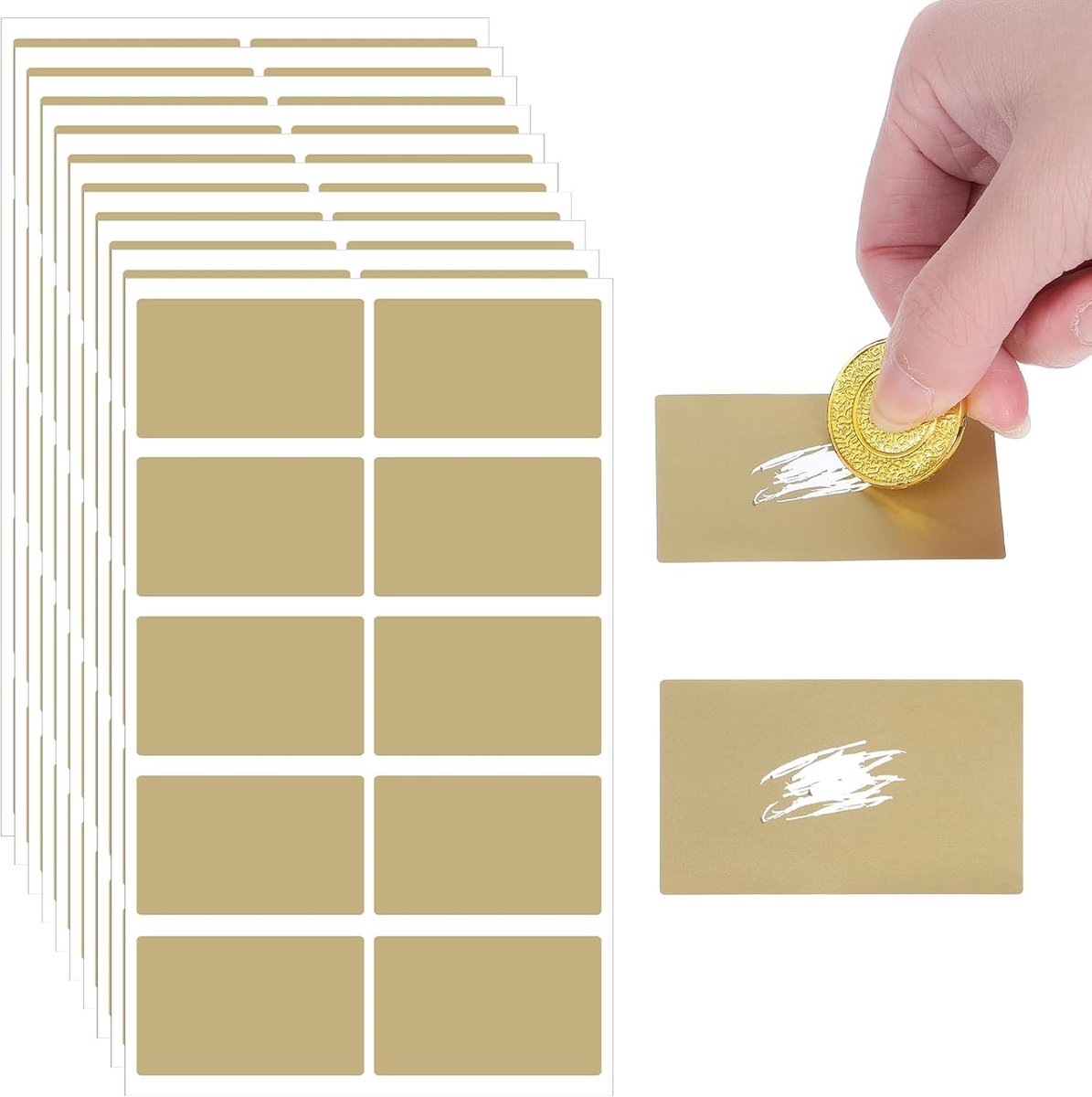 SnelShoppen - Pack van 100 Gouden Scratch Stickers 35x58 mm - Luxe Scratch Labels voor DIY Scratch Cards, Verjaardagen, Bruiloften, Postkaarten, Cadea