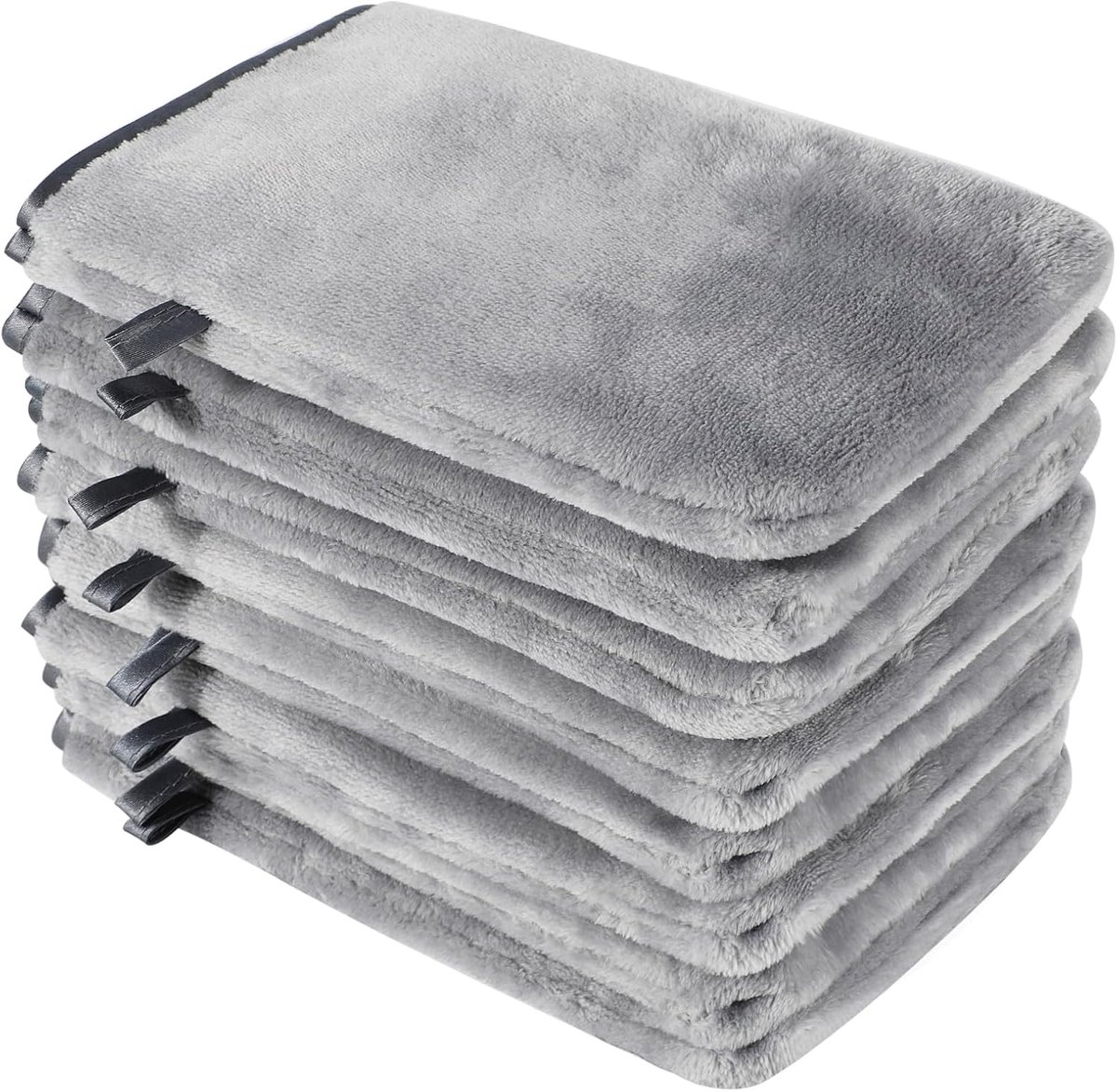SnelShoppen - 8 Microfibre Was Handschoenen - Flanel Zachte Wasdoeken - Herbruikbare Make-up Verwijderaars - 15x21 cm - Grijs - Geschikt voor Alle Hui