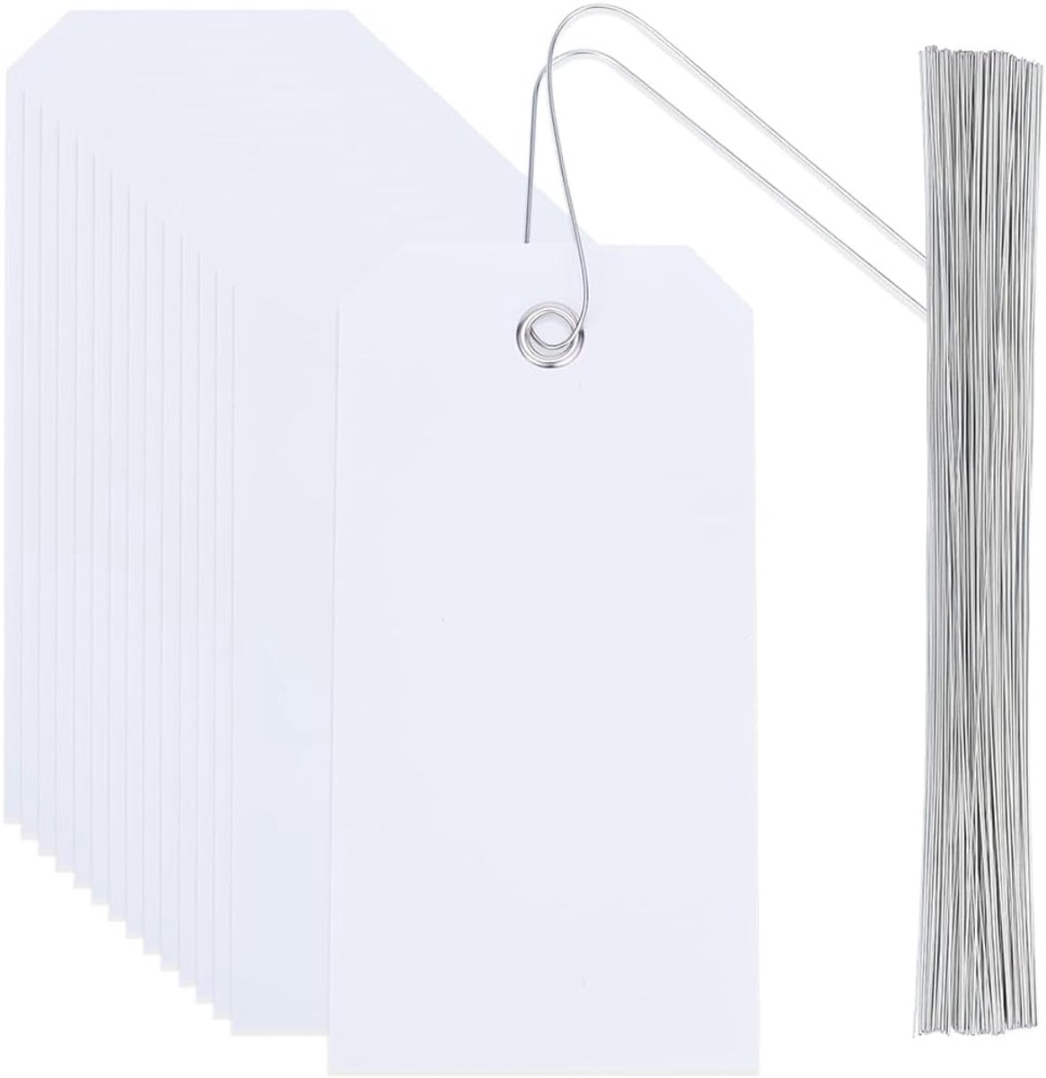 SnelShoppen - 100pcs Waterdichte Witte Verzendlabels Plastic Hangtags 10.7x6.3cm Heavy Duty met IJzerdraad voor Naamidentificatie Handtas Bagage