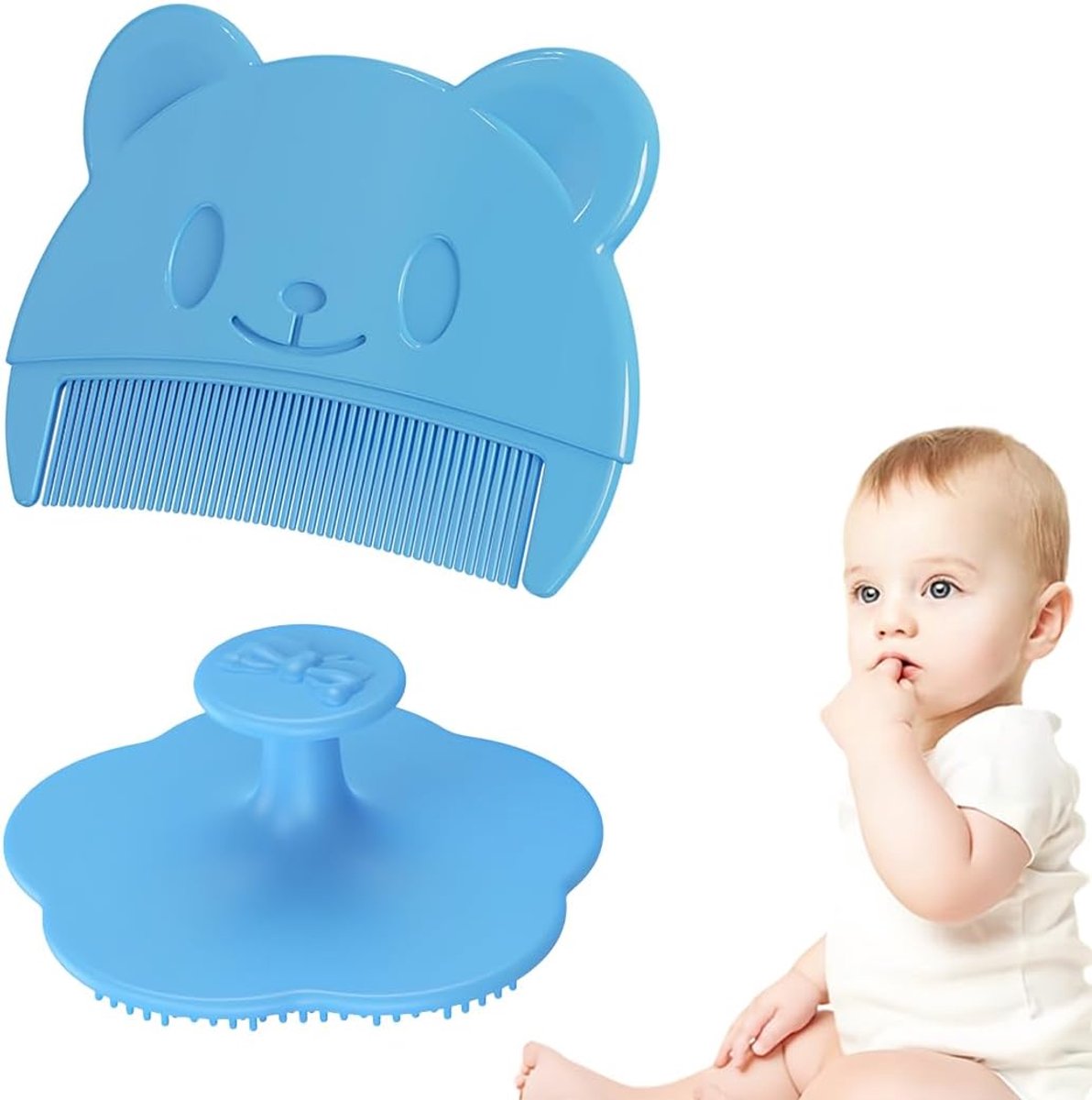 SnelShoppen - Newborn Comb en Baby Brush Set - 2 Stuks, Zacht Siliconen, Massageborstel voor Melk Korstjes, Veilig voor Gevoelige Huid, Babyverzorging